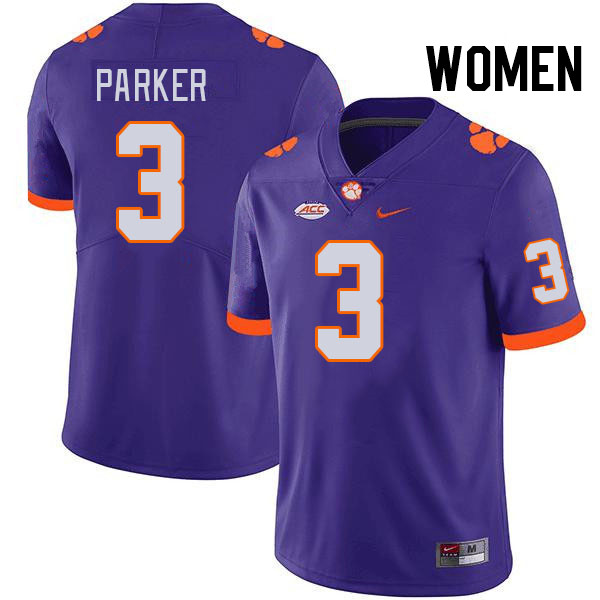 Women #3 T.J. Parker Clemson Tigers College Football Jerseys Stitched-Purple